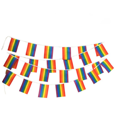 Decorative LGBT Flag Polyester Rainbow Pride Bunting Flying Style