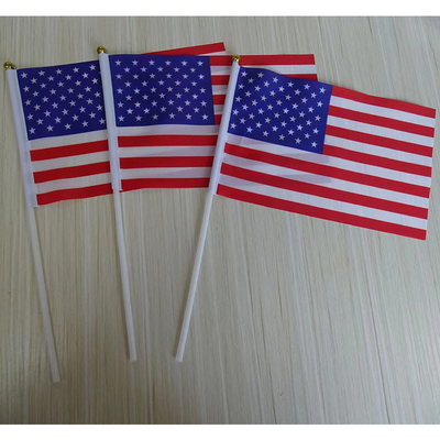 Personalised Hand Waver Flags Knitted Polyester With White Pole