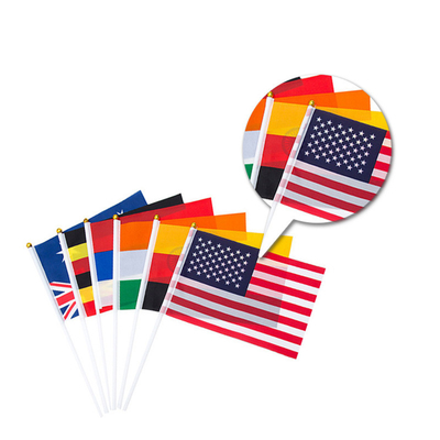 Personalized Hand Held Flags Waving Small Flag With Plastic Pole