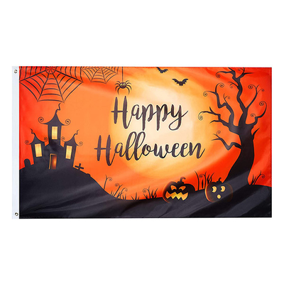 Orange 120x180cm Halloween Outdoor Flags Double Sided Printed