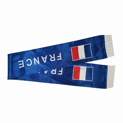Customized Printed France Flag Scarf Plain Style polyester Material