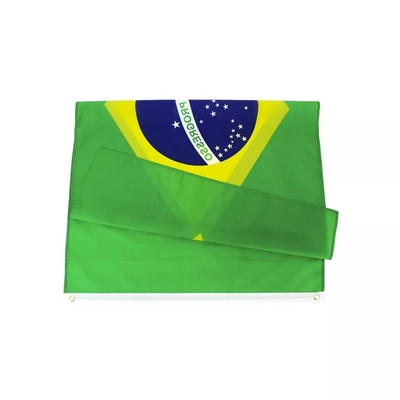 Custom Brazil World Cup Flags 3x5 Ft Flag Polyester pantone color Flying Style