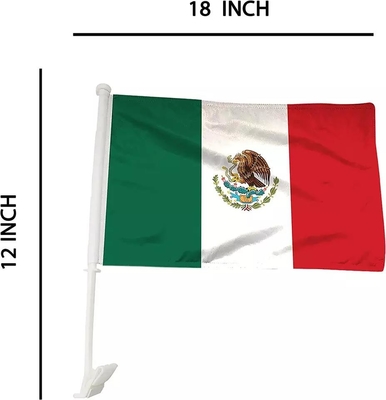 Custom Car Flag Screen Printed Mexico Car Flag With Plastic Pole
