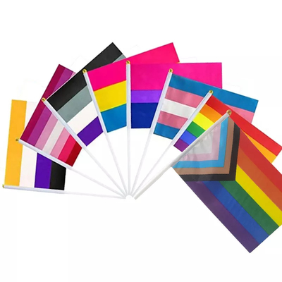 Printed Handheld Progress Pride Flag Waterproof LGBT Rainbow Flag
