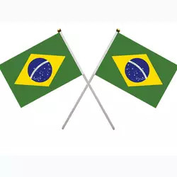 100% Polyester Brazil Custom Flag 14x21cm Brazil Hand Held Flags