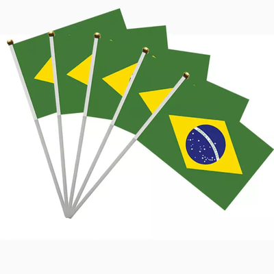 100% Polyester Brazil Custom Flag 14x21cm Brazil Hand Held Flags