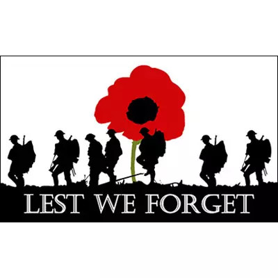 Polyester 3 X 5ft Lest We Forget Flag Pantone Color Printing For Remembrance Day