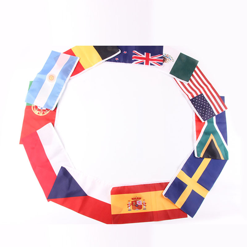 Euro Cup Country Triangle Flag String Bunting Style Silk Printing