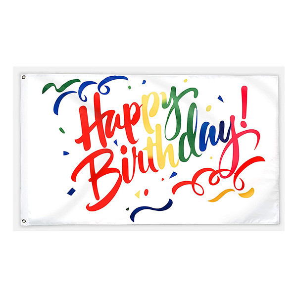 OEM Polyester 3x5 Happy Birthday Flag For Indoor Outdoor Party