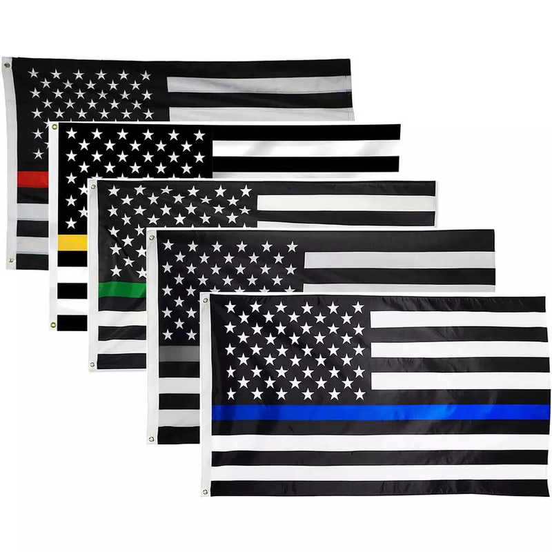 Digital Printing Polyester American Flag 3x5 Ft Thin Blue Yellow Red Green Gray Line Flags