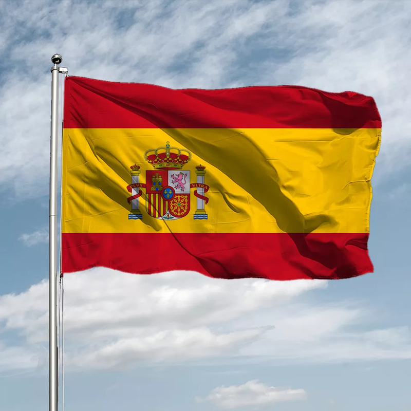Pantone Color Polyester World Flags Hanging Style Spain National Flag